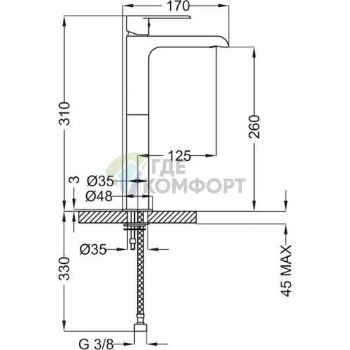 Смеситель для раковины Cezares Furore LC 01 W0 - фото 2