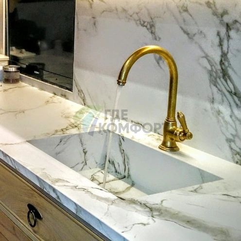 Излив с запорным вентилем Nicolazzi El Capitan Mini для питьевой воды в цвете Gold Brass (1635GB11) - фото 1