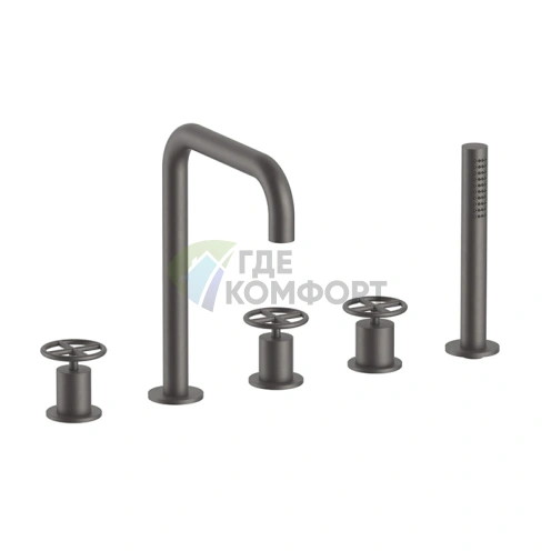 Смеситель для ванны Fantini Fontane Bianche с ручным душем, 5 отверстий, цвет Gun Metal (47 P5 P065) - фото 1