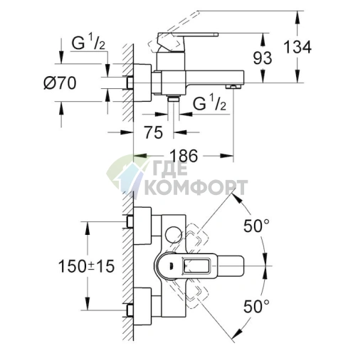 Смеситель Grohe Quadra для ванны с душем — немецкое качество и эргономичный дизайн - фото 6