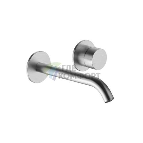 Смеситель для раковины FANTINI AA/27: настенный однорычажный в матовой натуральной стали (33 93 Y111B) - фото 1