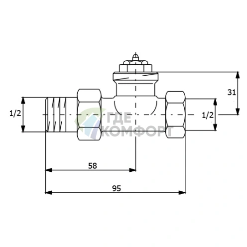 Клапан термостатический Oventrop AV9 1/2 (DN 15) М30x1-5 1183804 прямой - фото 2