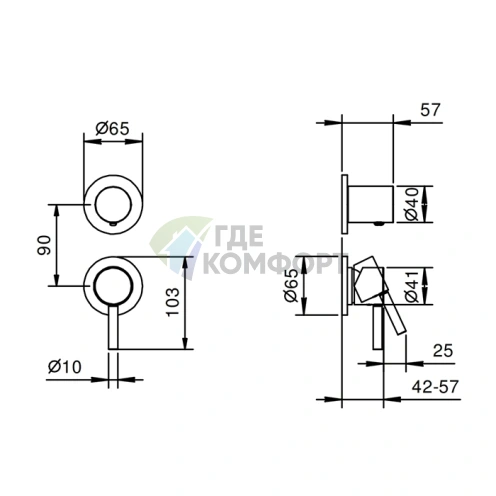 Встраиваемый смеситель для душа Fantini NOSTROMO хром (50 02 G489B) - фото 2