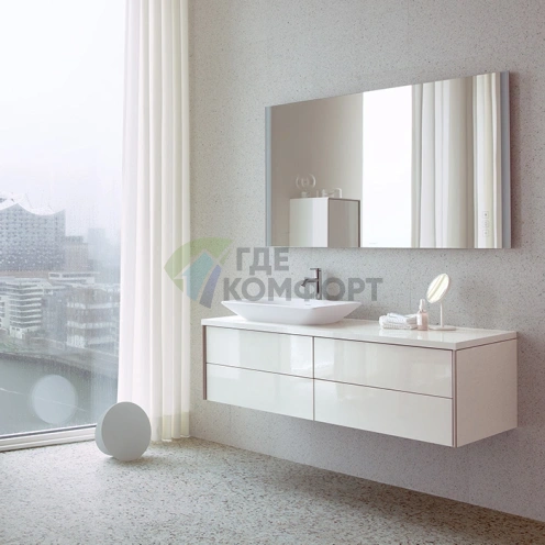 Столешница Duravit Universal с отверстиями под раковину и смеситель 1600x550 мм, белый глянец (UV102C12222 160см) - фото 1