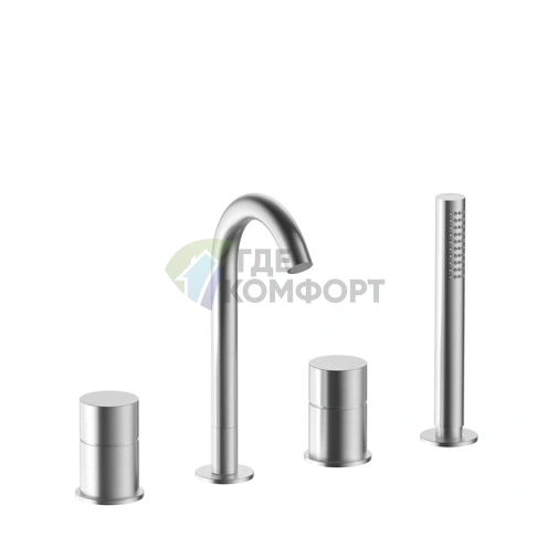 Смеситель для ванны FANTINI AA/27 с ручным душем в отделке матовая натуральная сталь (33 93 Y065) - фото 1