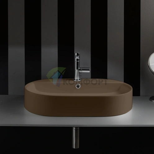 Kerasan Ciotola Раковина-чаша 65x40 см (с переливом, 1 отверстие, цвет Bruno matt) (028588 Bruno matt *1) - фото 1