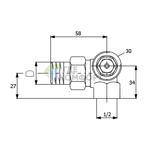 Клапан термостатический Oventrop AV9 1/2 (DN 15) М30x1-5 1183473 угловой трехосевой правый - фото 2