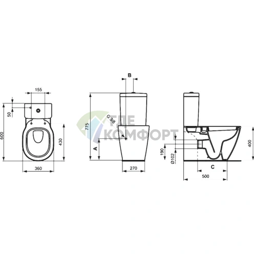 Унитаз-компакт Ideal Standard Connect Space E119501 - фото 7