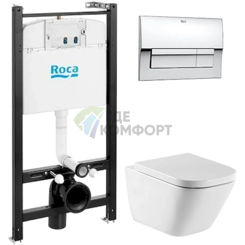 Комплект подвесного унитаза Roca Gap 7893104100 с инсталляцией и кнопкой - фото 1