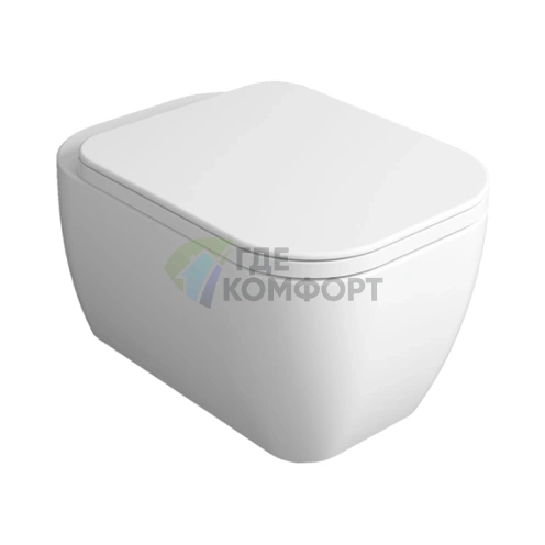 Подвесной унитаз Simas Henges безободковый 38x55 см, белый (HE18bi) - фото 1