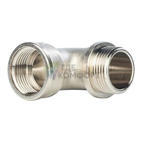 Угольник STOUT с упором внутренняя/наружная резьба 1 никелированный - фото 1