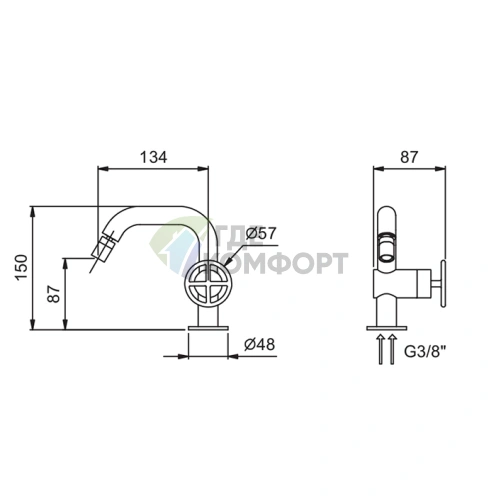 Смеситель для биде Fantini Fontane Bianche с донным клапаном, цвет Matt Gun Metal PVD (47 P5 P008W) - фото 2