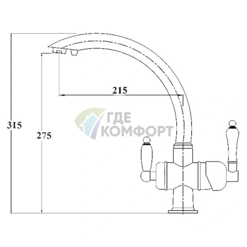 Смеситель для кухни Zorg Clean Water ZR 327 YF в стиле антик - фото 2