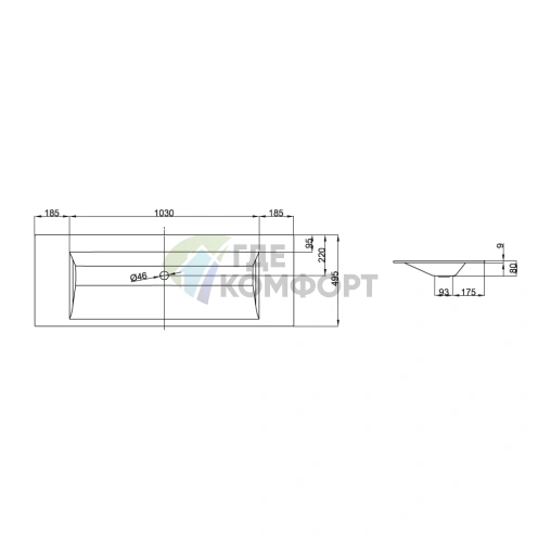 Раковина BETTEAqua встраиваемая 140x49.5x9 см белая без отверстия под смеситель (A046-000) - фото 2