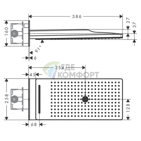 Верхний душ HG Rainmaker Select 580: 3 режима (Rain, Waterfall, MonoRain), черный/хром (24001600) - фото 2