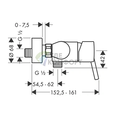 Настенный смеситель для душа Hansgrohe Talis S на 1 источник, хром (32620000) - фото 2