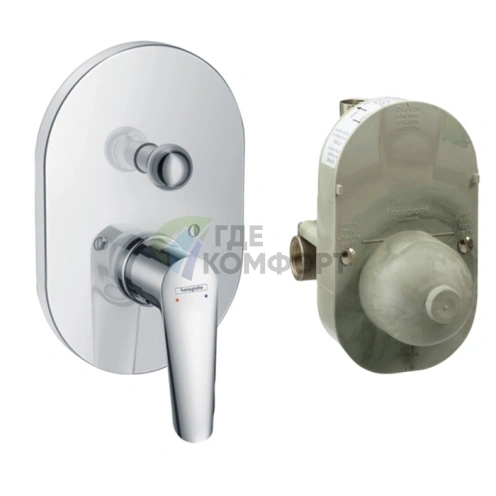 Встраиваемый смеситель для ванны Hansgrohe Logis E с переключателем (71408000) - фото 1