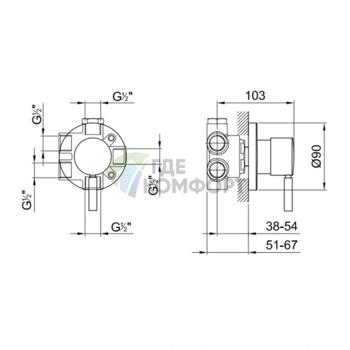 Переключатель Fantini Nostromo на 3 источника, 1/2, нержавеющая сталь (50 93 1679B) - фото 2