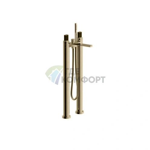 Смеситель для ванны напольный Fantini Venezia с ручным душем в цвете Matt British Gold (29 P6 N580SB) - фото 1