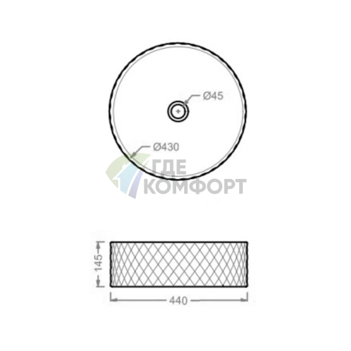 Раковина Artceram ROMBO накладная 44 см без отв под смесительитель без слив перелива цвет белый-платина - фото 2