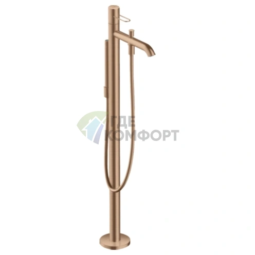 Смеситель для ванны AX Uno напольный в цвете шлифованное красное золото (38442310) - фото 1