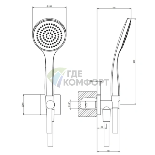 Душевой гарнитур GESSI Rilievo в хроме (59123#031) - фото 2