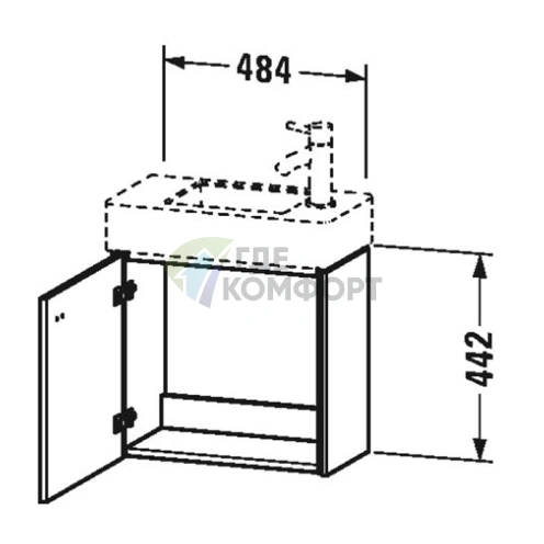 Подвесная тумба Duravit Brioso 484х239х442 мм, базальт матовый, с дверцей (петли справа) (BR4051R4343) - фото 2