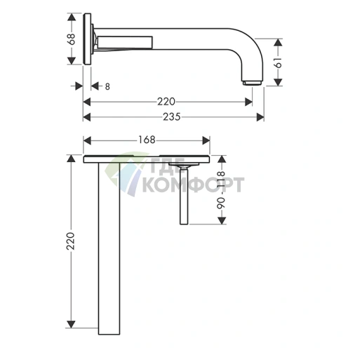 Смеситель для раковины AX Citterio цвет шлифованный черный хром (39115340) - фото 2