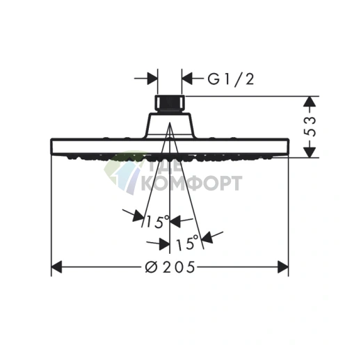 Верхний душ HG Vernis Blend d200 мм EcoSmart, черный матовый (26277670) - фото 2