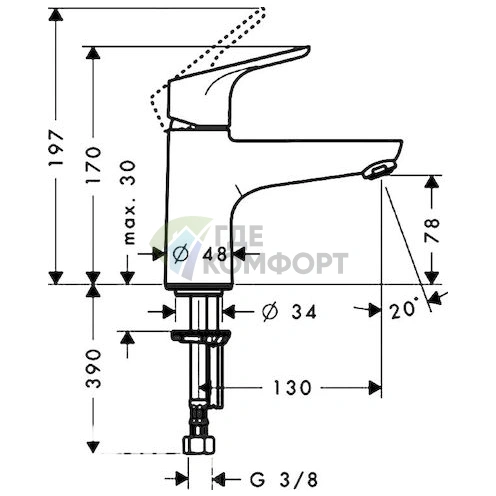 Элегантный и практичный смеситель Hansgrohe Focus 31931000 Monotrou на борт ванны - фото 2