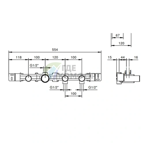 Переключатель для душа FANTINI двухпозиционный 1/2 (44 00 R117A) - фото 2