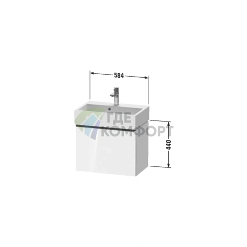 Тумбочка подвесная Duravit D-Neo компактная белая высокоглянцевая 440x584x372 с ящиком (DE422902222) - фото 2