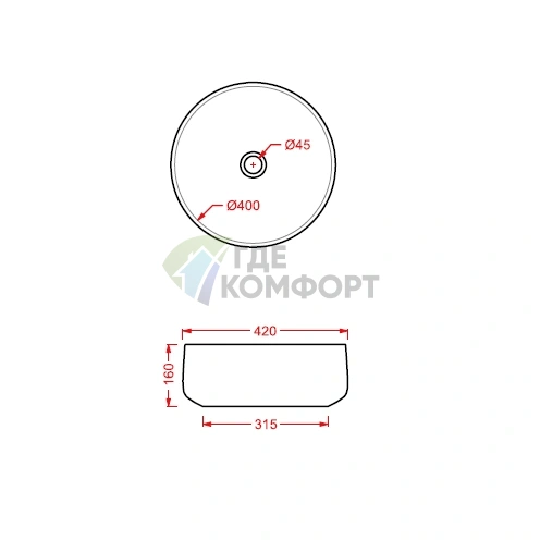 Раковина ArtCeram COGNAC накладная 42 см без отв под смесительитель без слив-перелива цвет белый-oro - фото 2