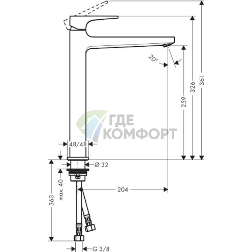 Смеситель для раковины Hansgrohe Metropol 74512000 - фото 2