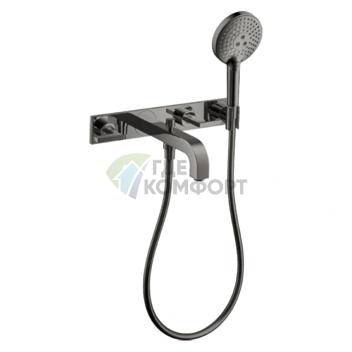 Смеситель для ванны AX Citterio в стильном полированном черном хроме (39442330) - фото 1