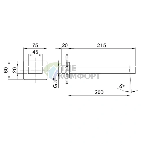 Настенный излив Fantini Mint для ванны в цвете нержавеющая сталь (34 93 F045) - фото 2