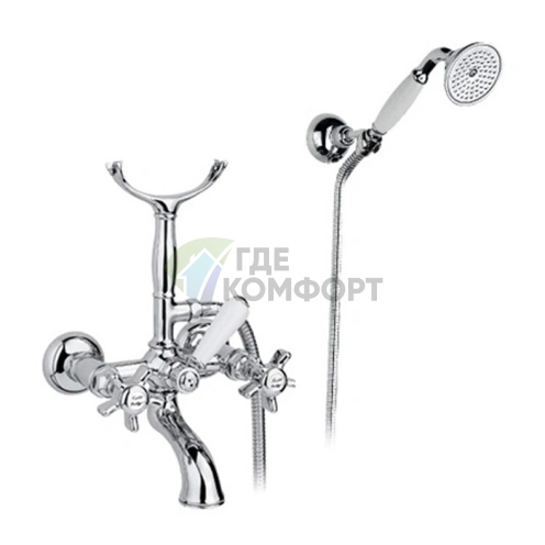 Настенный смеситель для ванны Nicolazzi с душем и переключателем, хром (1402CR18) - фото 1