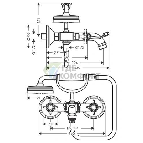 Смеситель для ванны AX Montreux в цвете шлифованная бронза (16540140) - фото 2