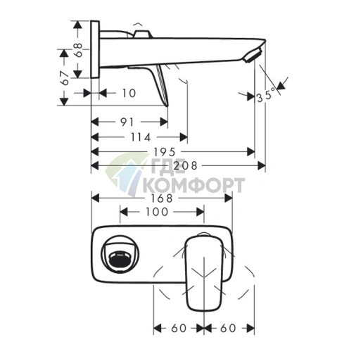 Смеситель для раковины Hansgrohe Logis накладной, хром (71220000) - фото 2