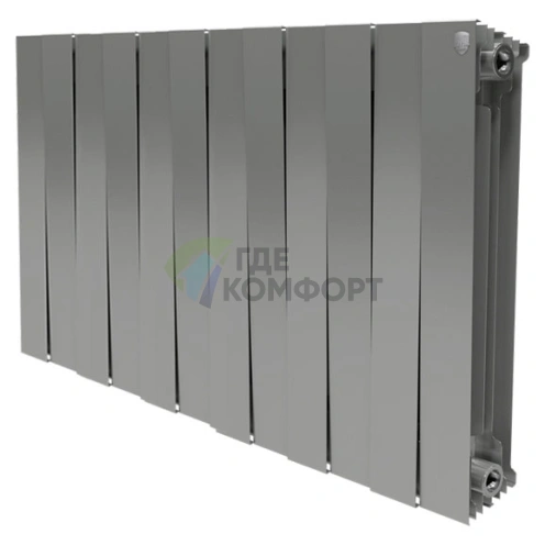 Радиатор биметаллический Royal Thermo Piano Forte 500 Silver Satin 12 секций-серебристый - фото 1