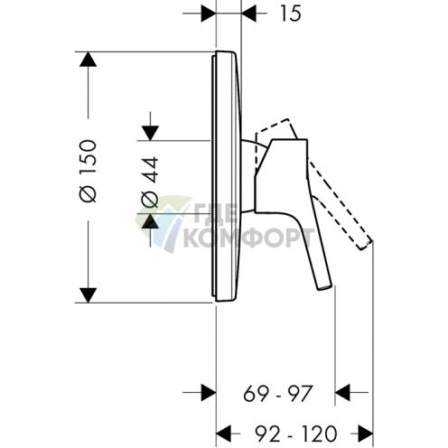 Смеситель для душа Hansgrohe Talis S встраиваемый однорычажный хром (72606000) - фото 2
