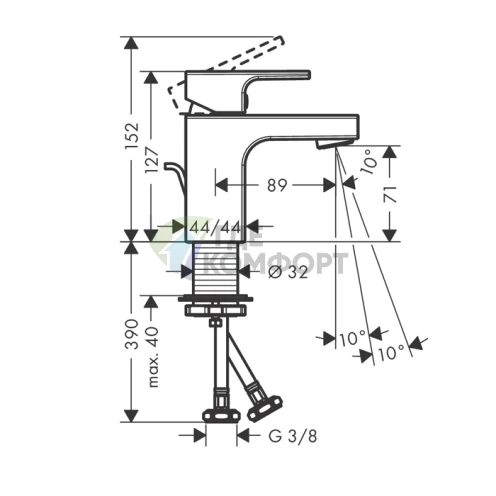 Смеситель для раковины Hansgrohe Vernis Shape 70, хром (71560000) - фото 2