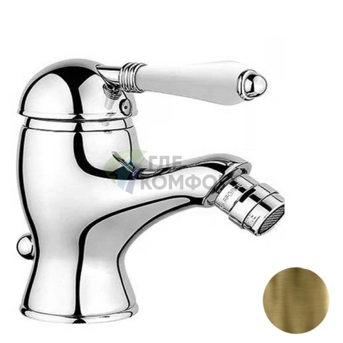 Смеситель для биде Nicolazzi P.m. Blanc с донным клапаном и керамическими ручками в бронзовом исполнении (3403BZ76) - фото 1