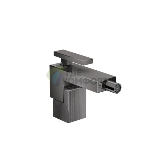 Смеситель для биде AX Edge с донным клапаном push-open, алмазная огранка, полированный черный (46211330) - фото 1