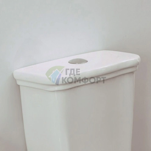 Крышка для бачка унитаза KERASAN Retro белая, 1 отверстие под кнопку (крышка бачка 108101) - фото 1