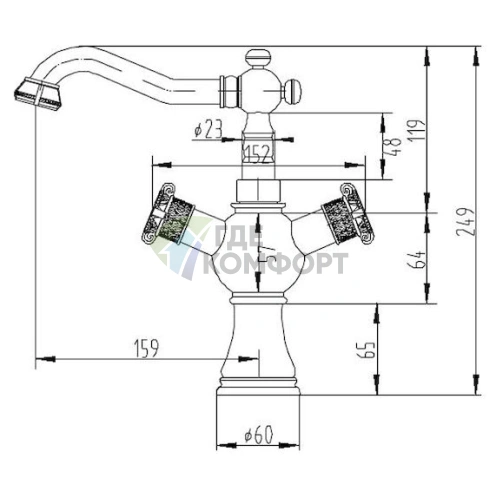 Смеситель Zorg Antic A 3008U-BR для раковины: бронзовый настенный с изливом - фото 2