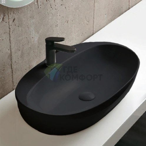 Накладная раковина AZZURRA ELEGANCE 60x42 см, цвет Carbone - фото 1