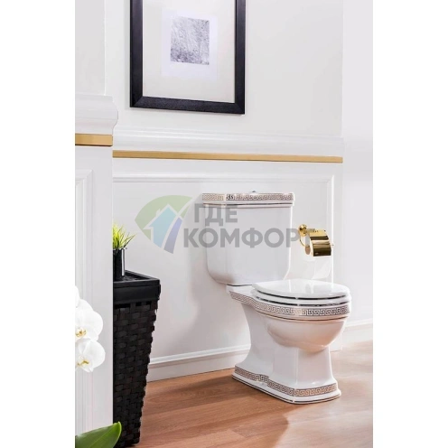 Унитаз-компакт Creavit Klasik KL310-OW с функцией биде и покрытием «Золото Версаче» - фото 2