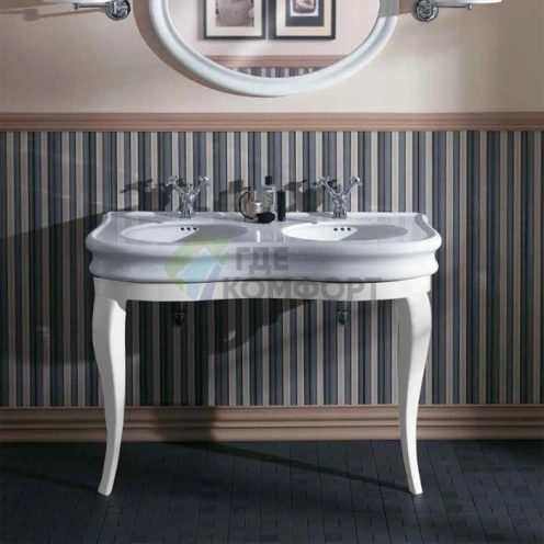 Деревянная консоль SIMAS Lante LA12 112,5×50,5×75,5 см белый глянец - фото 1