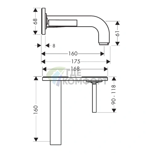 Смеситель для раковины AX Citterio в цвете полированное золото (39112300) - фото 2